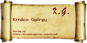 Krnács György névjegykártya