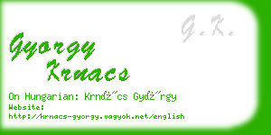 gyorgy krnacs business card